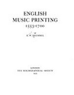 1971. English Music Printing 1553 - 1700