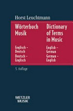 Wörterbuch Musik: englisch-deutsch, deutsch-englisch