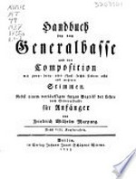 Handbuch bey dem Generalbasse und der Composition: 3 Teile und Anhang in einem Band