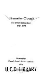 Bärenreiter-Chronik: die ersten fünfzig Jahre ; 1923 - 1973