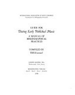Guide for dating early published music: a manual of bibliographical practices