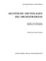 Akustische Grundlagen des Orchestrierens: Handbuch für Komponisten, Dirigenten und Tonmeister