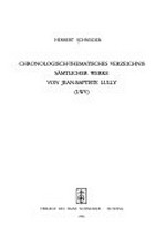 Band 14. Chronologisch-thematisches Verzeichnis sämtlicher Werke von Jean-Baptiste Lully (LWV)