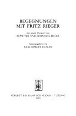 Begegnungen mit Fritz Rieger