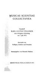 Musicae scientiae collectanea: Festschrift Karl Gustav Fellerer z. 70. Geburtstag am 7. Juli 1972