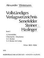 1. 14. A. Senefelder. Chem. Druckerey. S.A. Steiner. S.A. Steiner & Comp. (Wien 1803-1826)