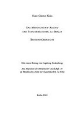 [16]. Das Mendelssohn-Archiv der Staatsbibliothek zu Berlin: Bestandsübersicht