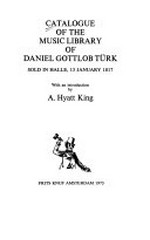 3. Catalogue of the music library of Daniel Gottlob Türk: sold in Halle, 13 January 1817