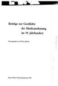 1. Beiträge zur Geschichte der Musikanschauung im 19. Jahrhundert